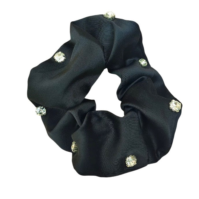 Black Dressage Bun Diamante  Scrunchie Hair Tie