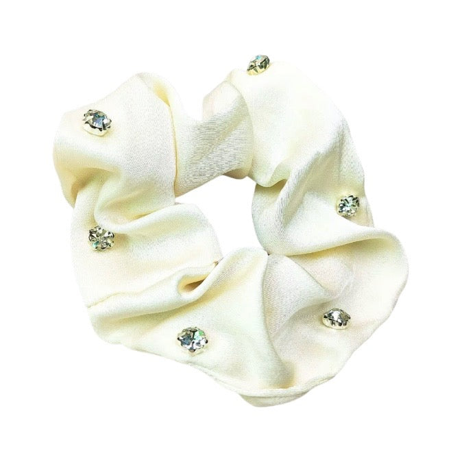 Ivory Dressage Bun crystal Scrunchie Hair Tie